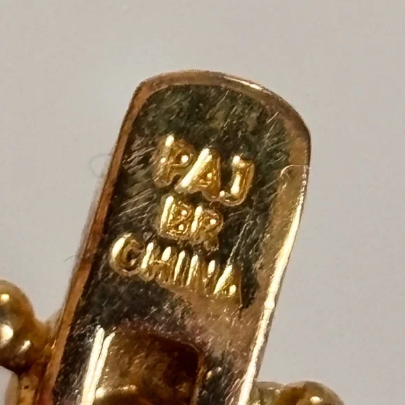 PAJ BR Gold & Silver  Tone Heart Tennis Charm Bracelet Metal Box Clasp - Picture 8 of 9